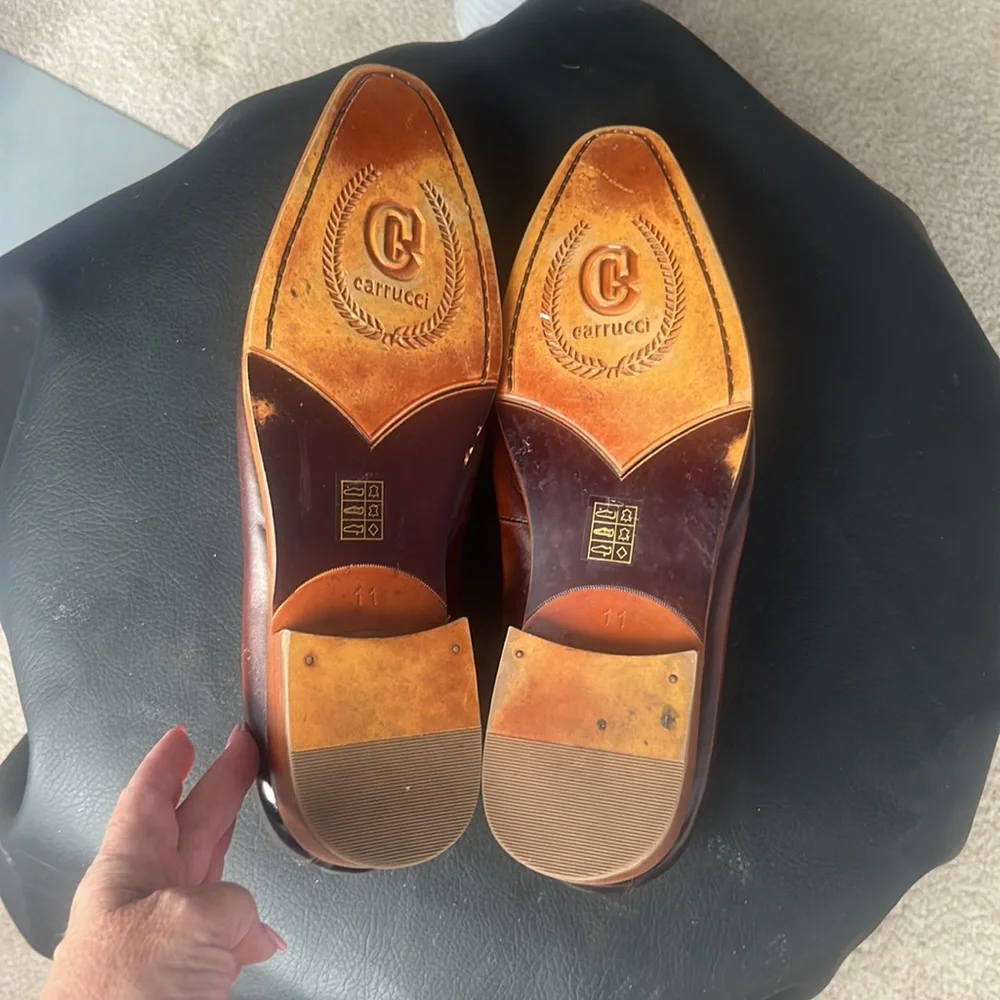 Carrucci Loafers Cognac / Burnished Brown Horsebit Buckle Size 11
